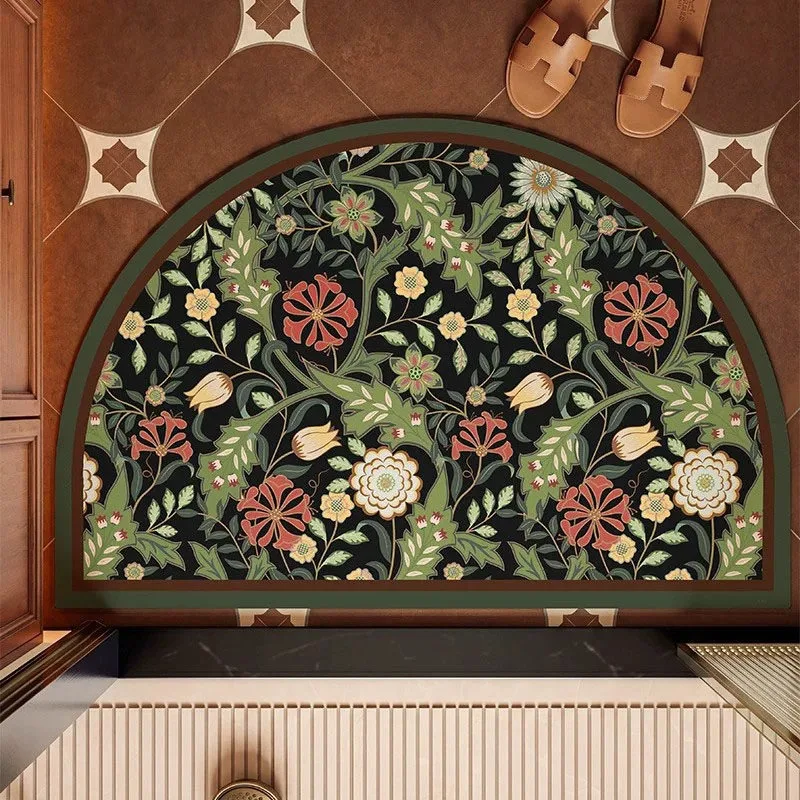 Absorbent Bathroom Carpet Diatomite Non-slip Quick-drying Floor Mat Green Semi-circular Rug Toilet Area Rugs Home Decor Mats 양탄자