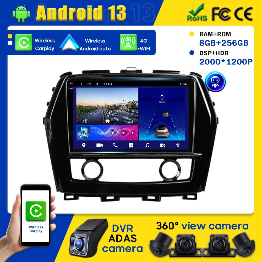 

Player Auto Radio Car Android No 2din DVD For Nissan Maxima A36 2015-2020 Carpaly Head Unit Multimedia GPS Navigation QLED 2 din