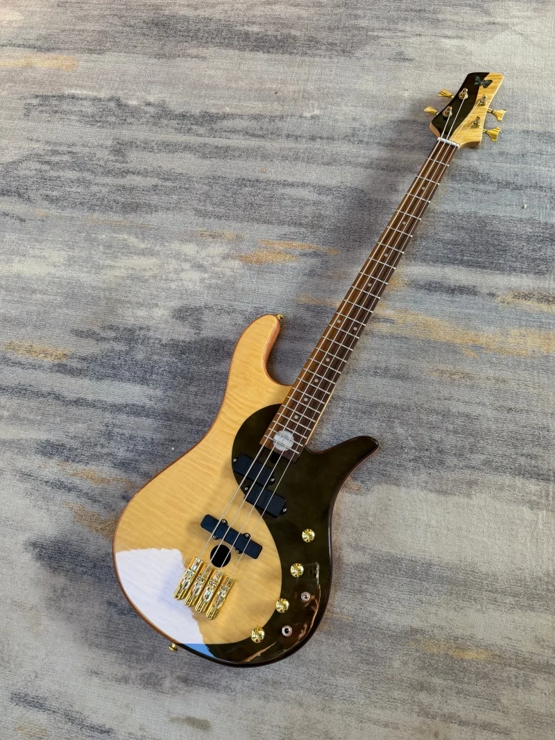 Chinese Electric Guitar bass butterfly mahogany body maple neck 4 string Tai ji