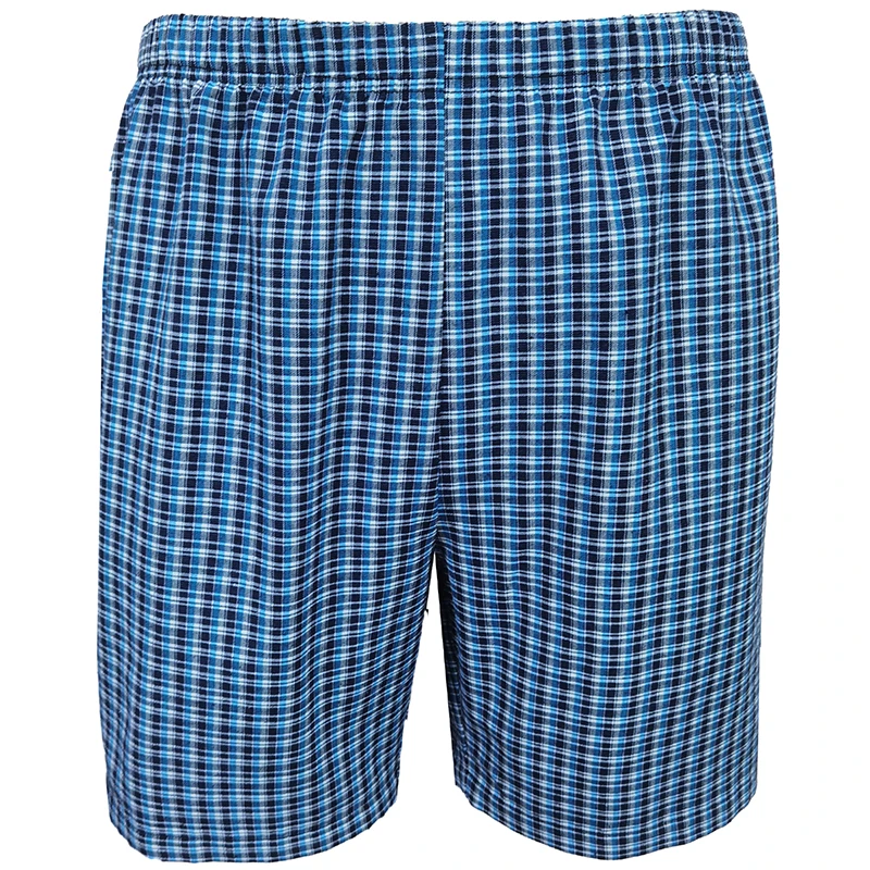 Men\'s colour weave plaid fashion leisure home rubber waist shorts four sets of thin loose plaid comfortable pajama trousers