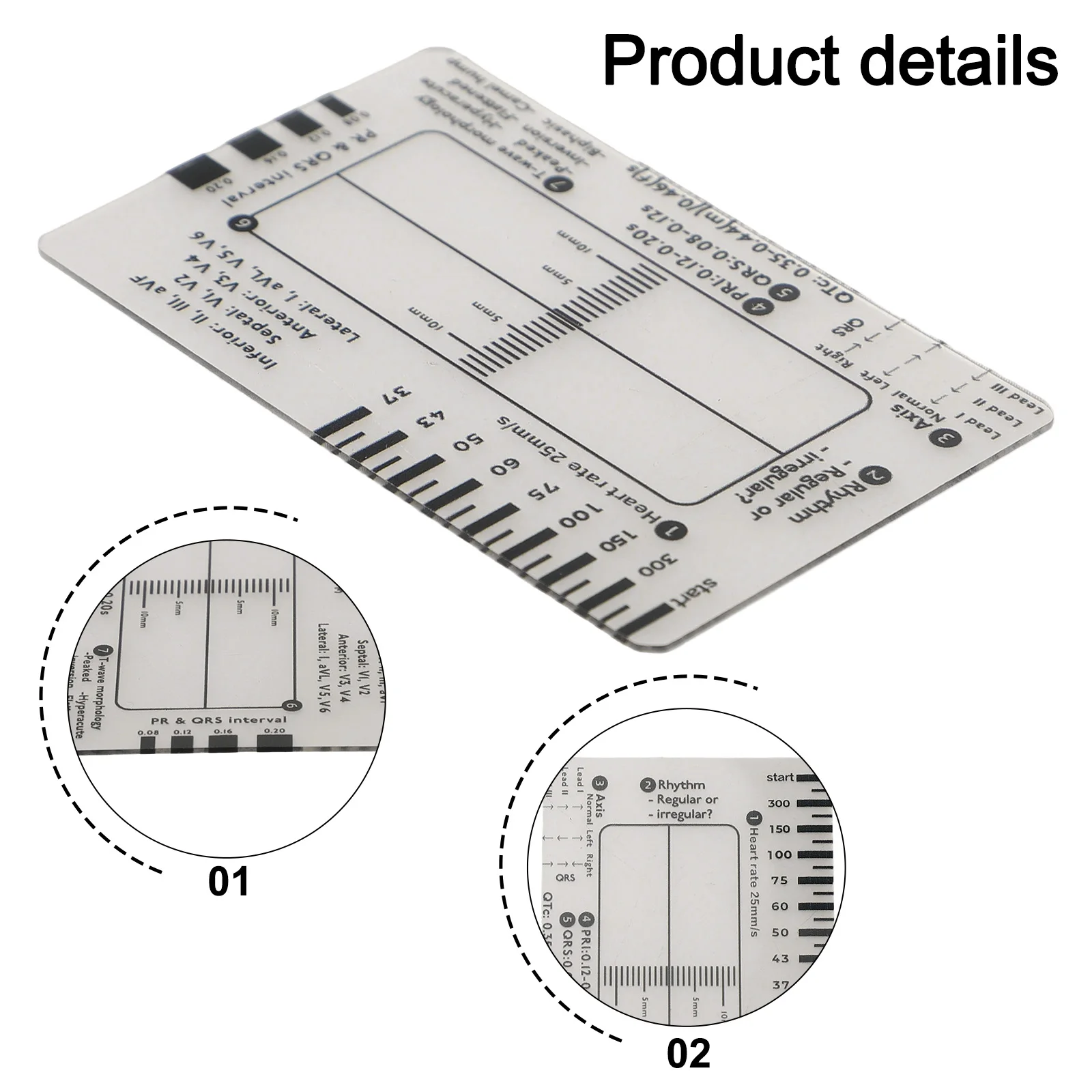 Ecg 7 Step Ruler Card Scale Interpretation Observation Portable With Card Holder Measurement Tool Ruler Evaluation Tool Parts