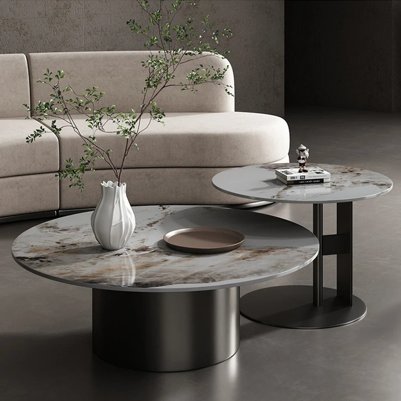 

！@Metal Coffee Table Luxury Home Furniture Popular Design Modern Marble Top Coffee Table with Stainless Steel Base Tea Table