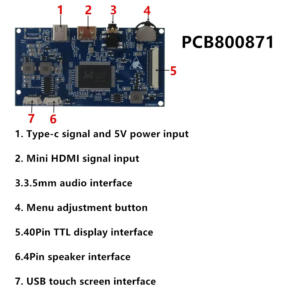 8 Inch ZJ080NA-08A Portable LCD Display Screen Universal DIY Type-c Mini HDMI Driver Control Board Raspberry Pi PC Monitor