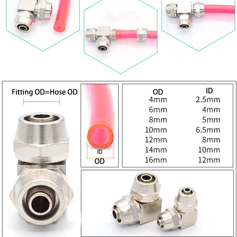 Copper Plated Nickel Pneumatic Air Quick Connector for Hose Tube OD 4MM 6 8 10 12 14 16MM Fast Joint Connection KPV KPE PM PZA