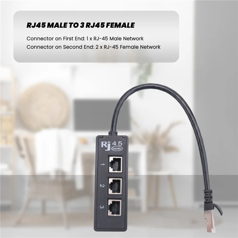 RJ45 Male To 3 RJ45 Female Port Network Extender Cable Splitter LAN Ethernet