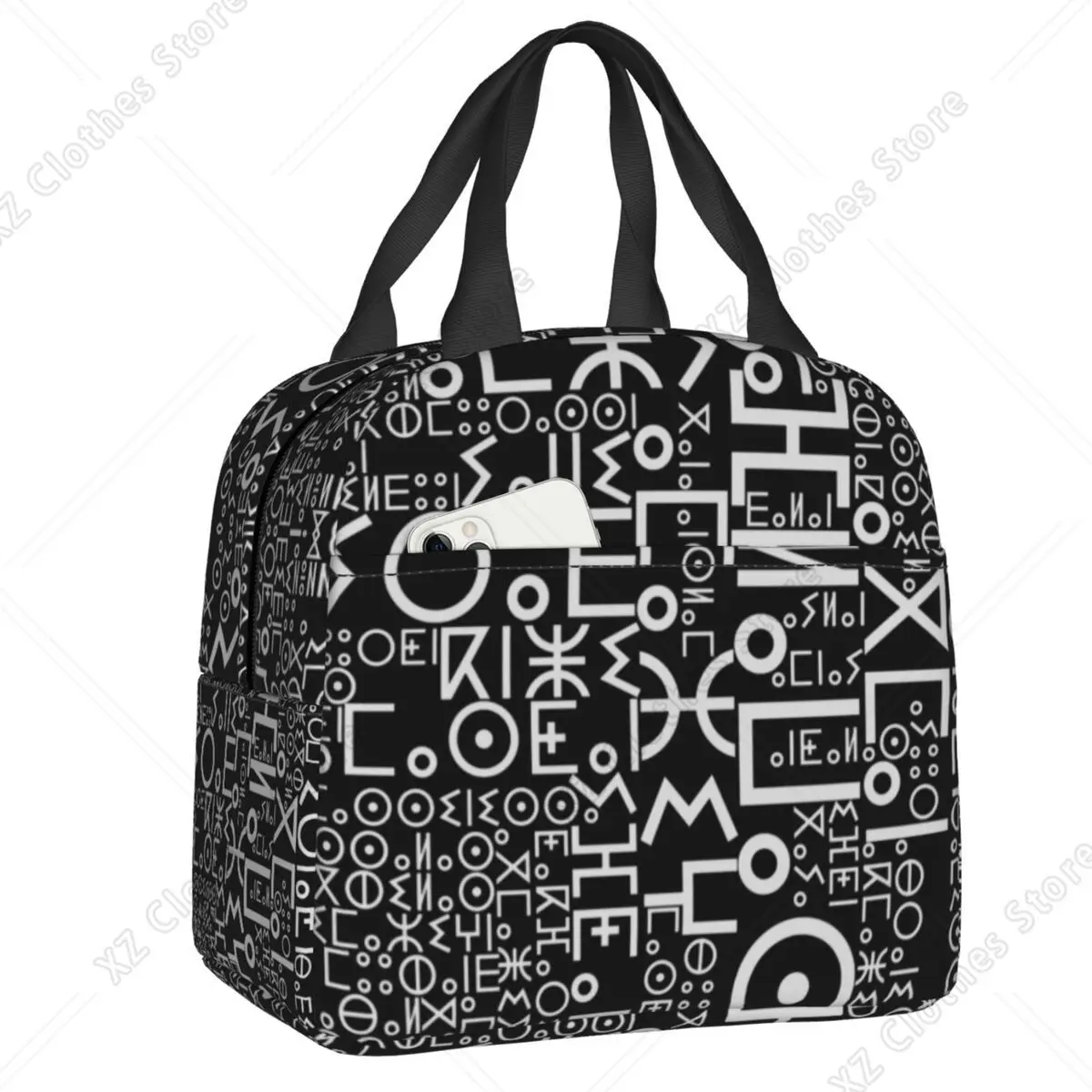 Custom Imazighen  Flag Amazigh Alphabet Tifinagh Thermal Insulated Lunch Bags Lunch Container for School Storage Food Box