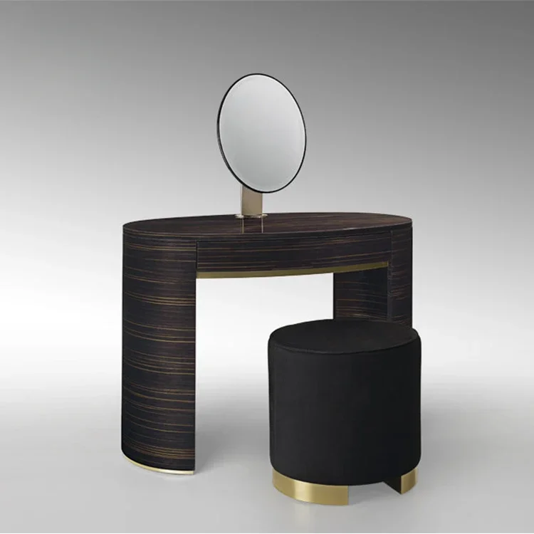 خزانة طاولة MDF للأثاث المنزلي مع مرآة بستة أدراج