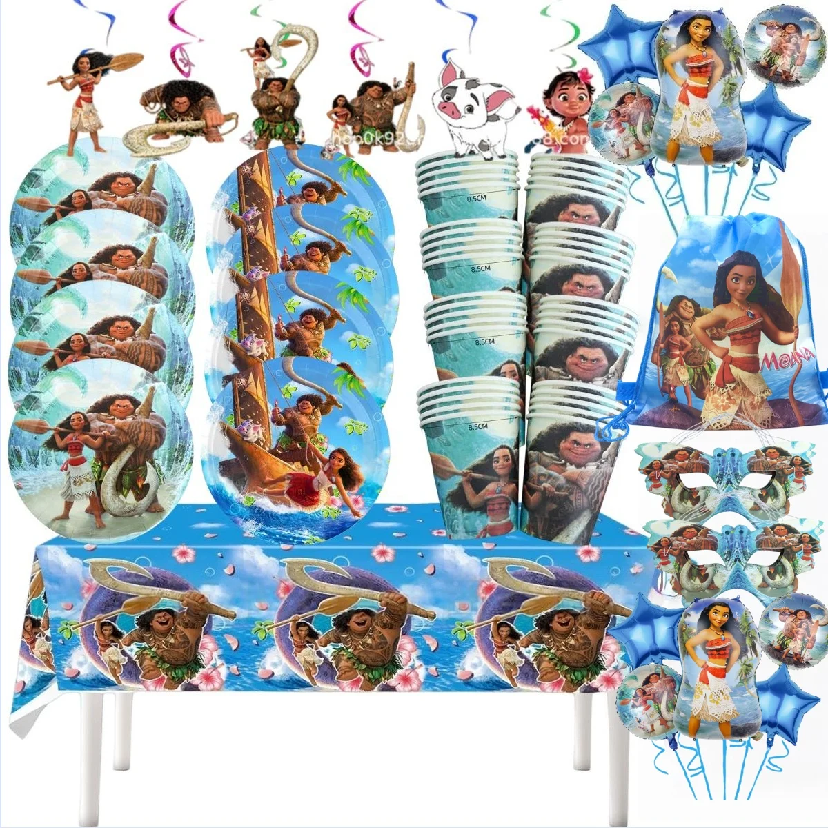 

Disney Moana Birthday Party Supplies Maui Party Moana Balloon Backdrop Candy Box Mask Hat Paper Bag Party Baby Shower