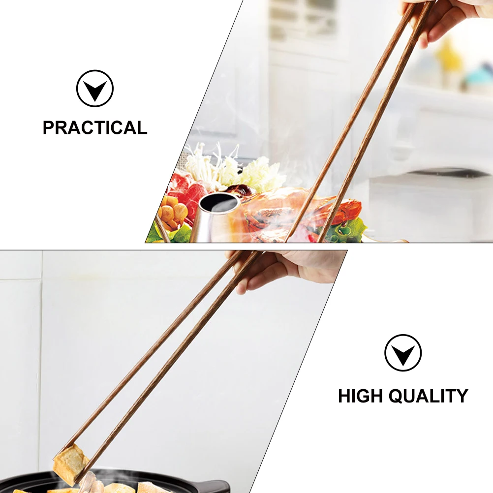

3 Pair Lightweight Solid Wood Hotpot Chopsticks Household Round Meat Kitchen Child