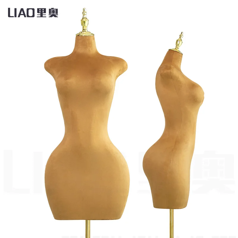 Pinable Mannequin Display Fabric Wrapped Big Hip Women Upper Half Body Female Mannequin Big Bust Dress Form Dressmakers Dummy