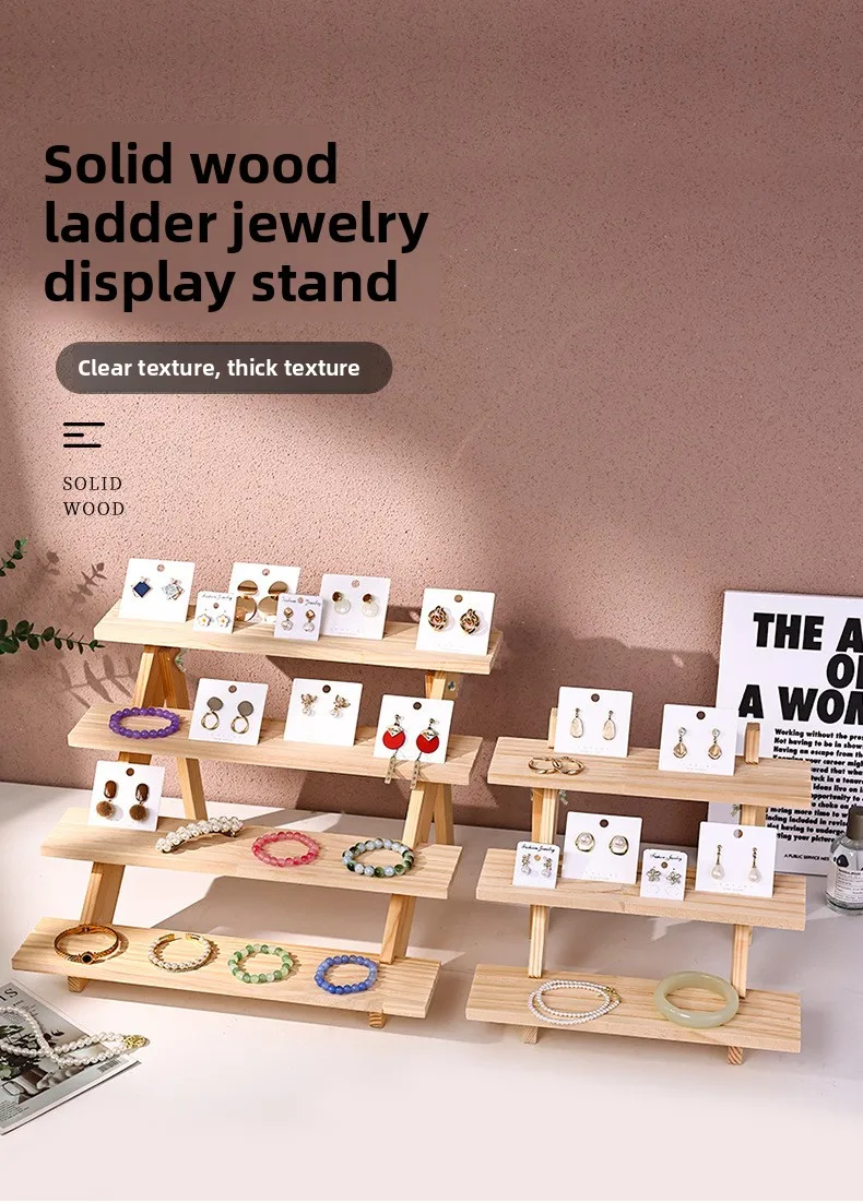 Display Stand Solid Wood Earrings Display Rack Jewelry Rack Figure Doll Stall Cardboard Jewelry Rack