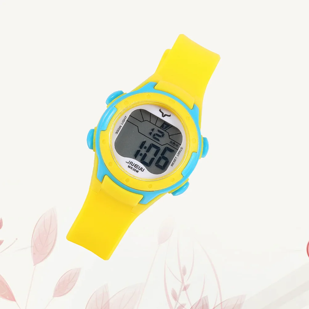 Waterproof Kids Watch Multifunctional Sports Wristwatch Yellow Cartoon Adorable Precise Quartz Movement Durable Comfortable