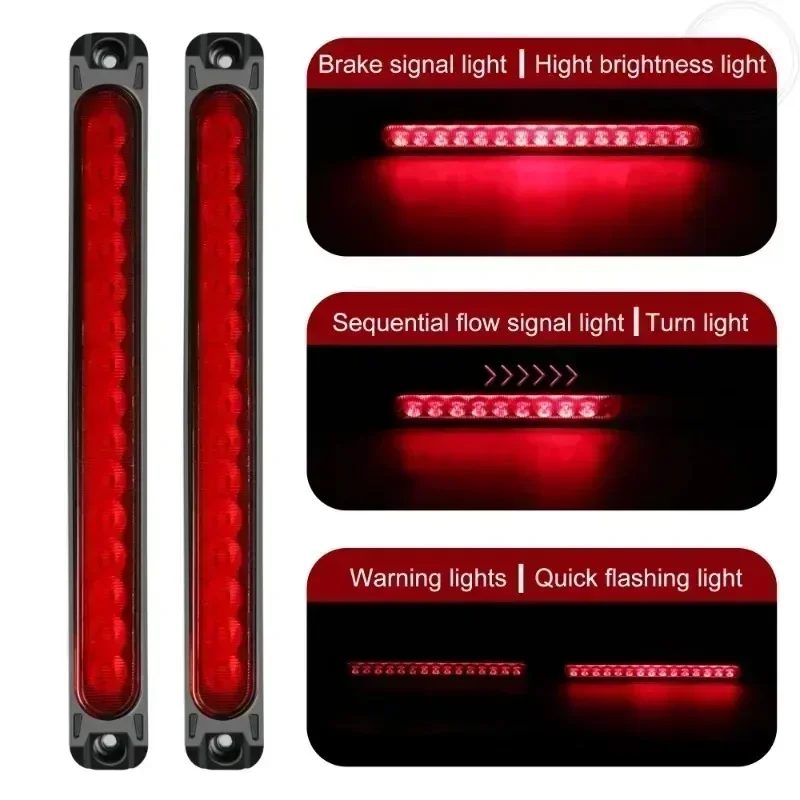 12-24V Brake Light Signal Turn Signal Light  New for 2PCS Is Suitable for Truck and Ship Universal 15LED Trailer Light Strip