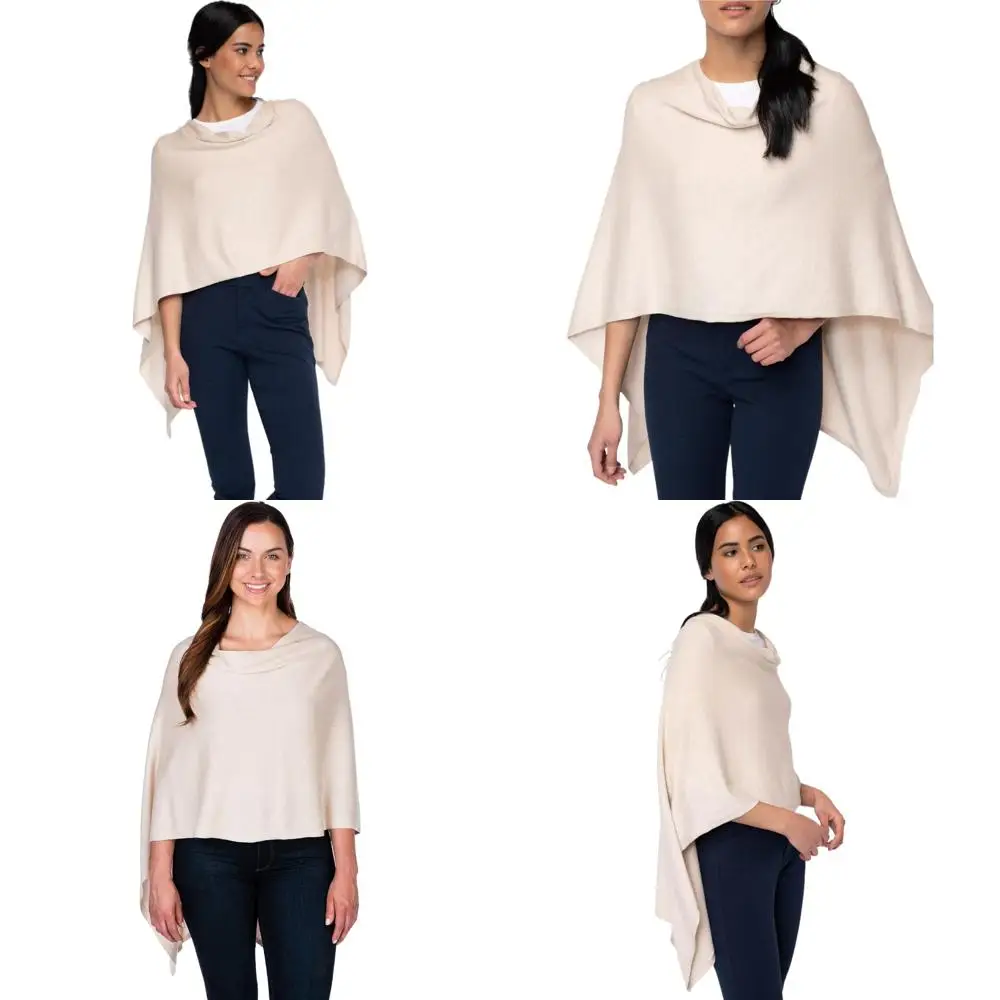 

Luxury Cashmere Blend Poncho - Lightweight & Soft 95% Cotton 5% Cashmere - Perfect Gift Idea