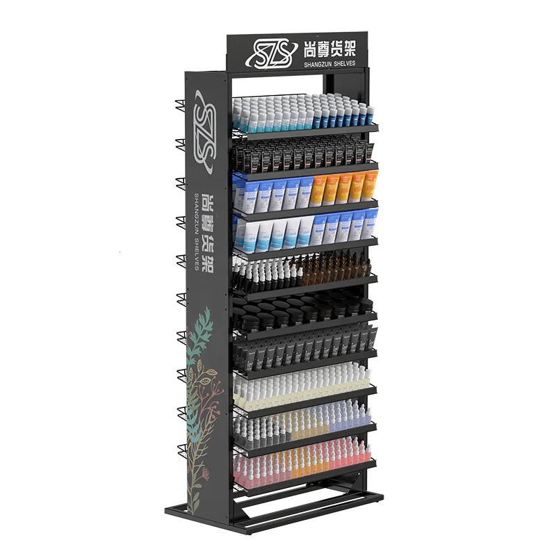 Factory Retail Nail Polish Wall Rack Display Stand and Perfume Display Shelf With Logo on Two Side and Top