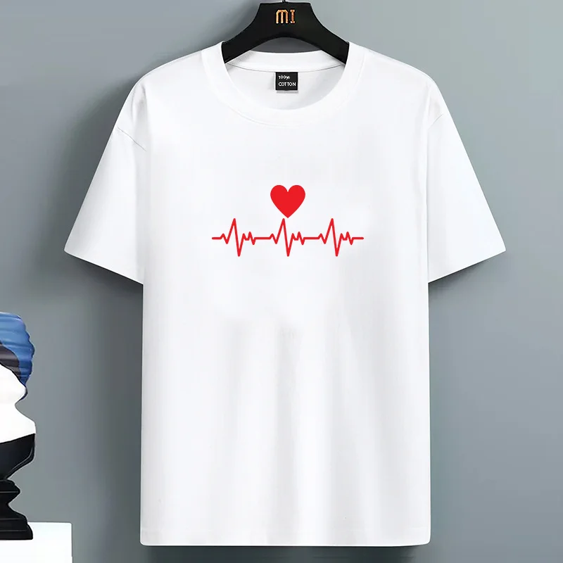 

For Men's 100% Cotton Summer Loose Size Creative Graphic Printed Slim Fit Casual Sports Round Neck Short Sleeved T-shirt Top