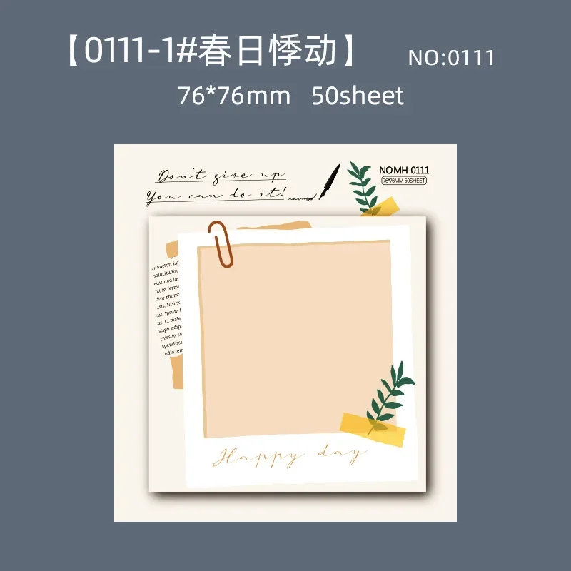 50 Sheets Spring Leaves Sticky Notes Cute Cartoon Self-stick Memo Note Memo Pad for School Supply Office Notebook Memopad