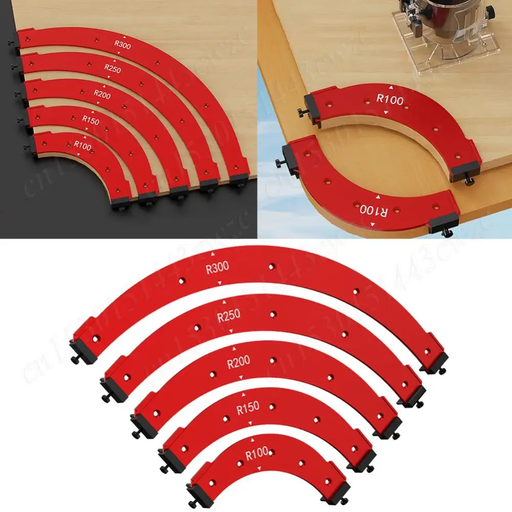 

5Pcs/Set R100-R300 Radius Corner Jigs 5 Size Arc Angle Positioning Template Aluminum Alloy Corner Trimming Templates Precise