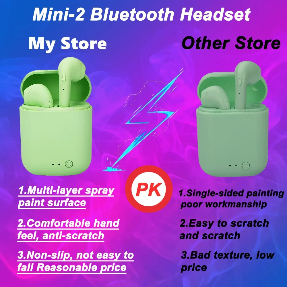 سماعات أذن TWS رياضية خارجية لاسلكية Bluetooth5.0 مع ميكروفون ستيريو للتحكم باللمس لهاتف iPhone Samsung Xiaomi