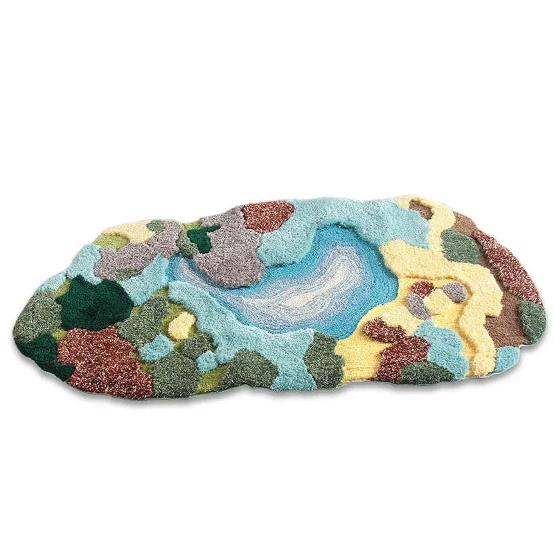 irregular shape rug modern Soft Shagg irregular Moss Non Slip Washable Bathroom Grass Moss Rugs Bath Mats Bedside Carpet