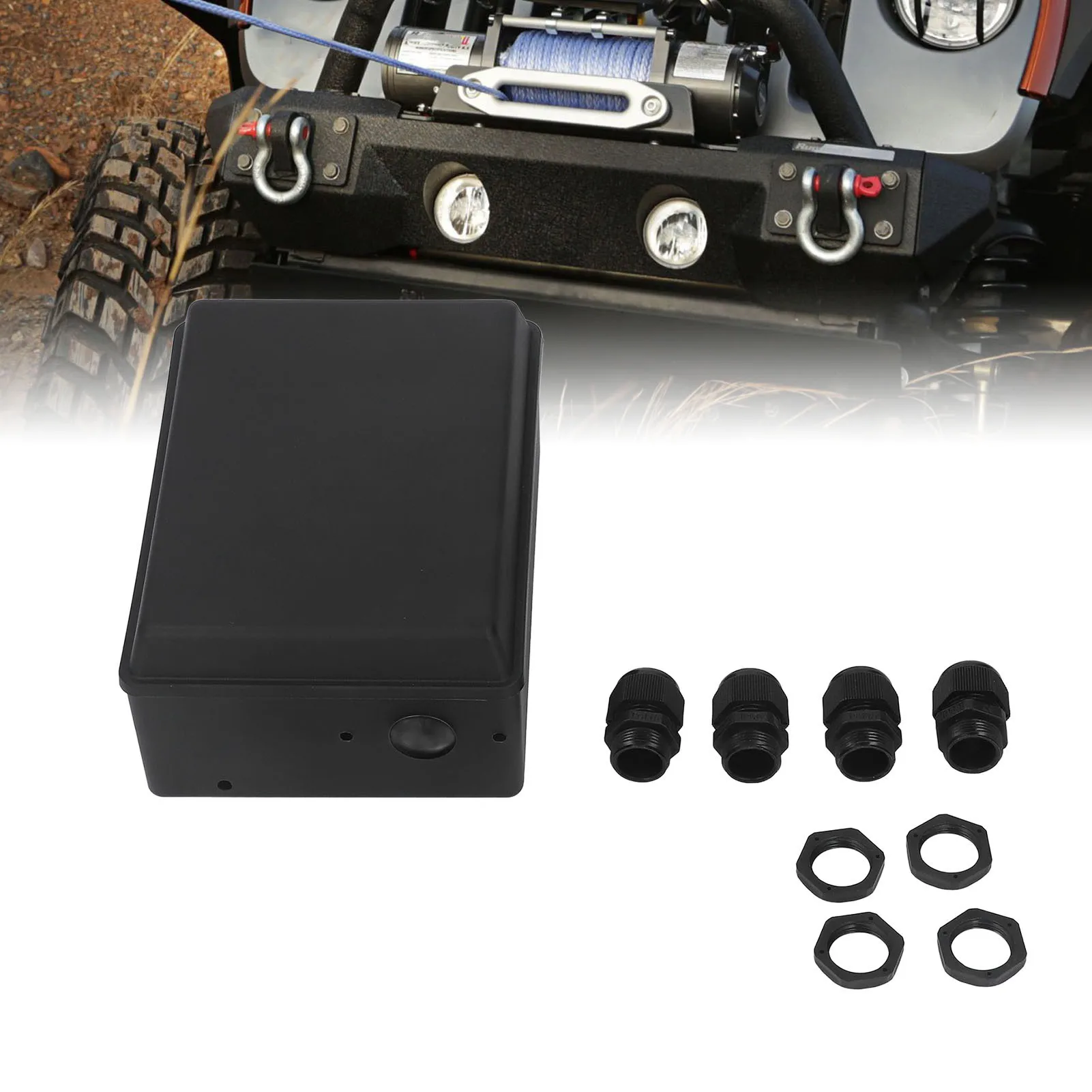 Winch control box enclosure specifically designed for 8000 - 20000LB electric winches. Guaranteed by ABS material.