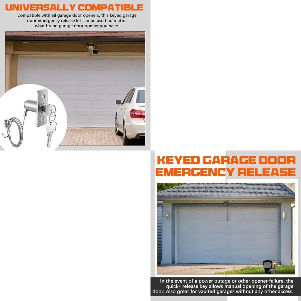 

Y1UD Universal Garages Door Emergency Release Lock Stainless Steel with and Cable for Manual Operation