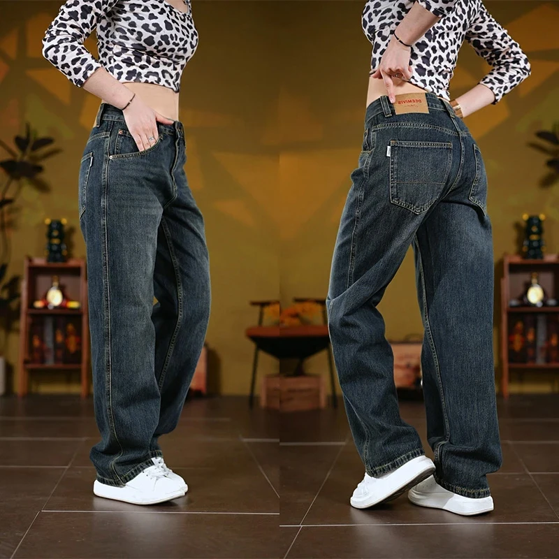 

Blue Fce Lined Skinny Loose Straight Leg Vintage Waed Denim Jeans Men's Cleanfit Sle Winter Casual Cotton Trousers
