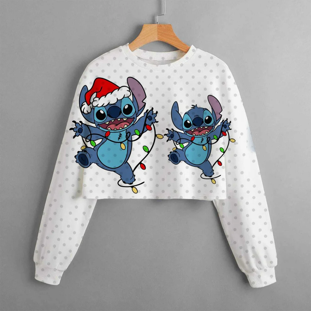 Christmas Knitted Girls' Sweatshirt Y2k Printed Long Sleeve Seam Loose Casual Round Neck Hoodie Top Christmas Costume