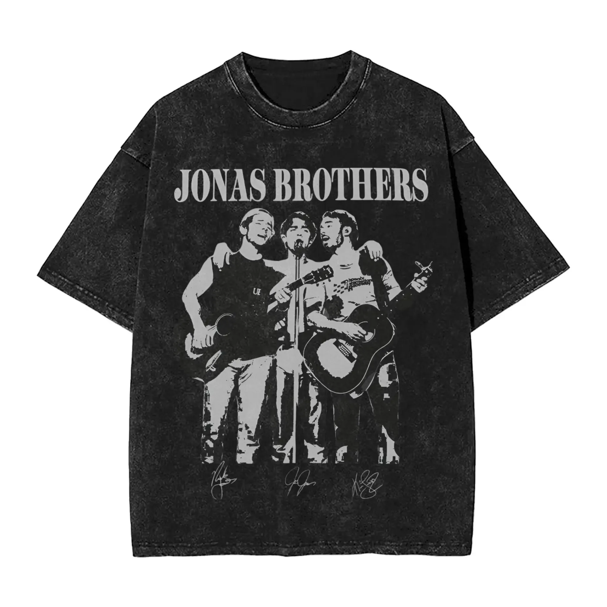 Hot Sale Jonas Brother 20th Anniversary Poster Print T-Shirt Men Women Vintage Washed Cotton Oversized Harajuku Style Summer Tee