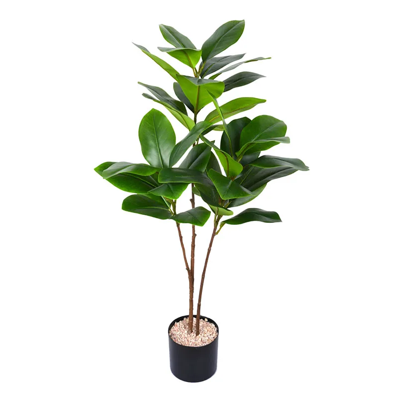 130cm Large Fake Plants Artificial Ficus Tree Fake Magnolia Tree Branch Plastic Rubber Leaves For Home room Party Wedding Decor