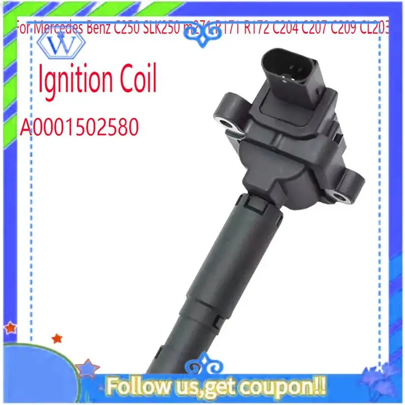 

M46K-2PCS Ignition Coil For Mercedes Benz C250 SLK250 M271 R171 R172 C204 C207 C209 CL203 A0001502580 Replacement Accessories