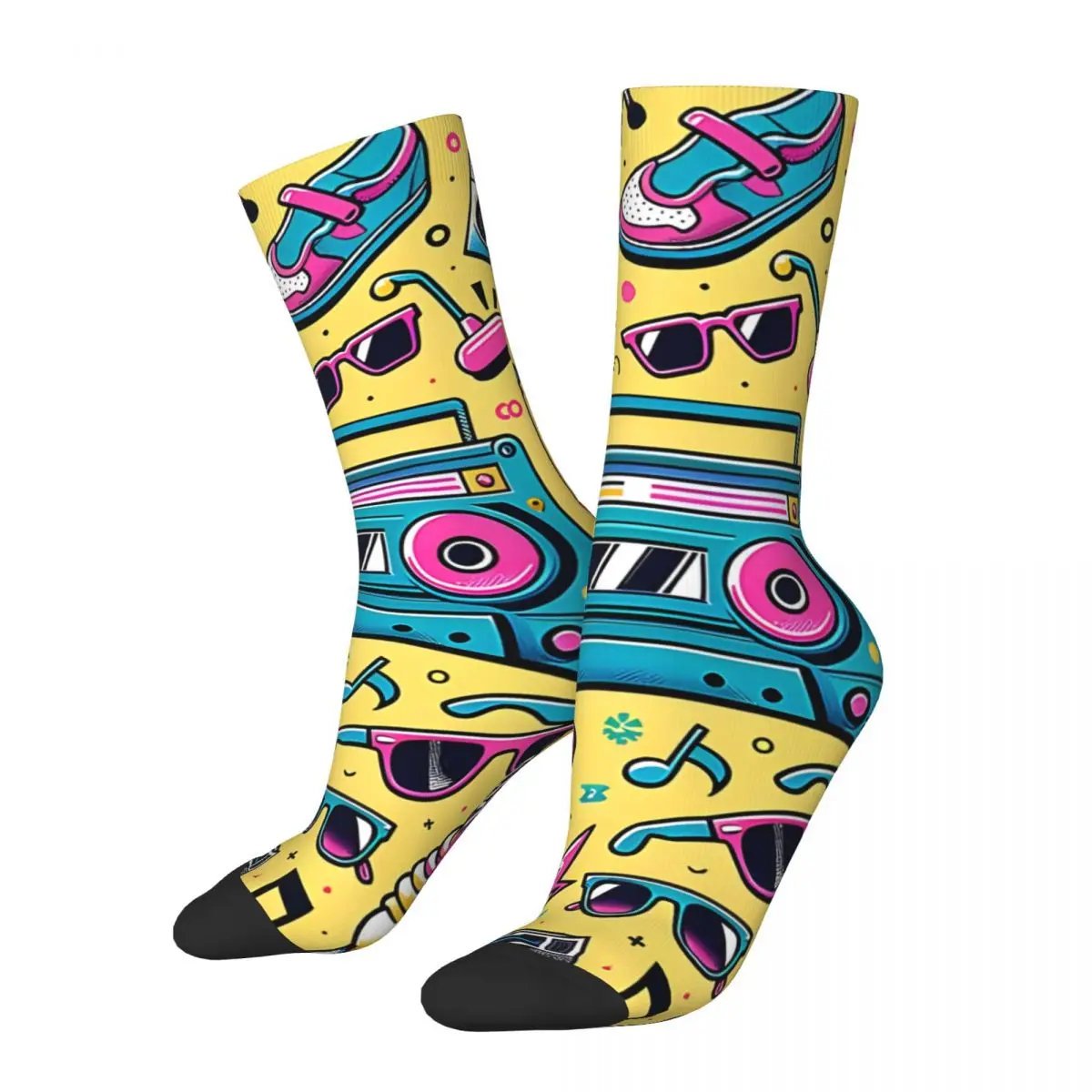 Crazy compression 80S Pop Culture Explosion Sock for Men Harajuku Seamless Pattern Crew Sock Casual