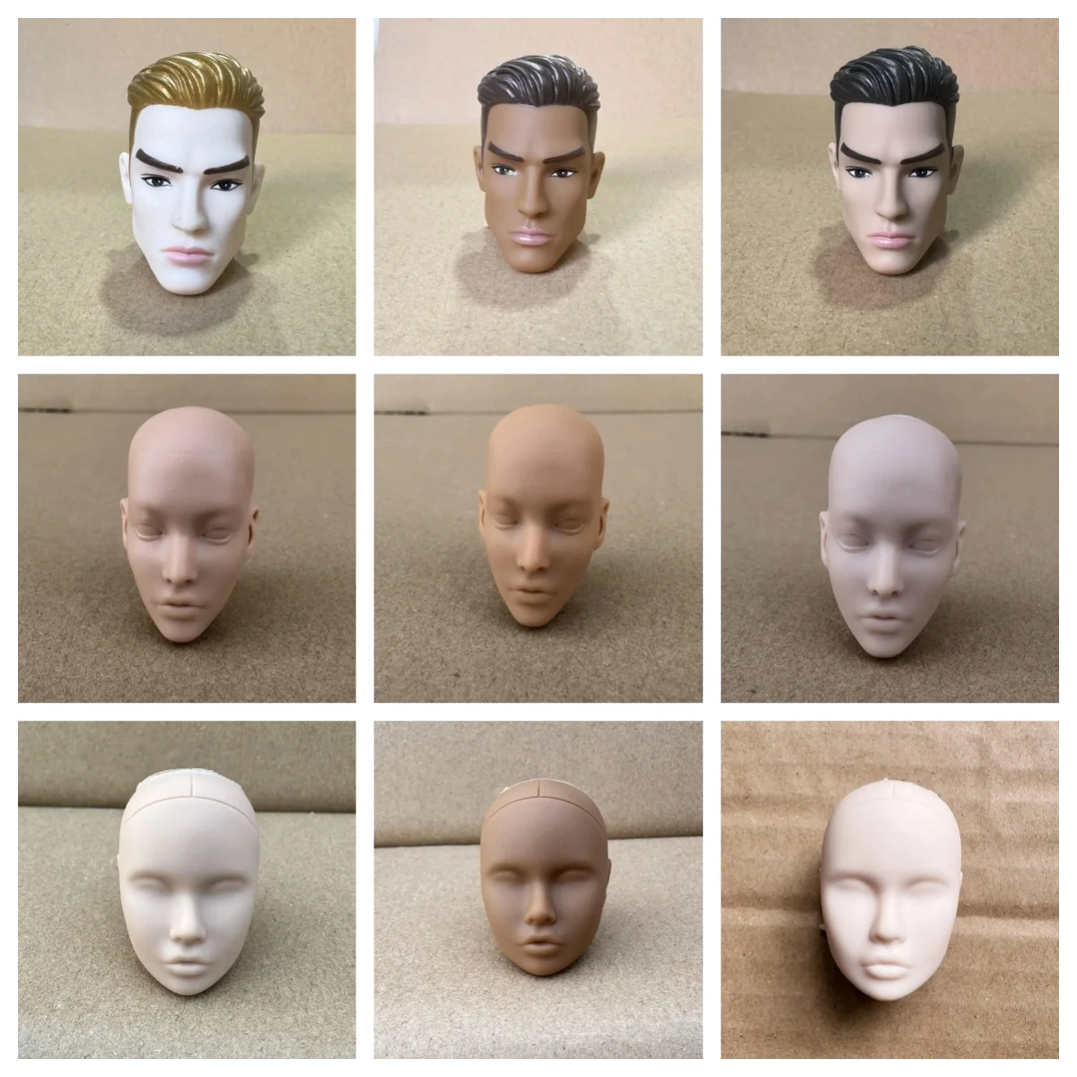 MENGF YUNYI Poppy Doll Bald Heads Small Defects White Pink Beige Coffee Dark Brown DIY Practice Drawing Heads Parts