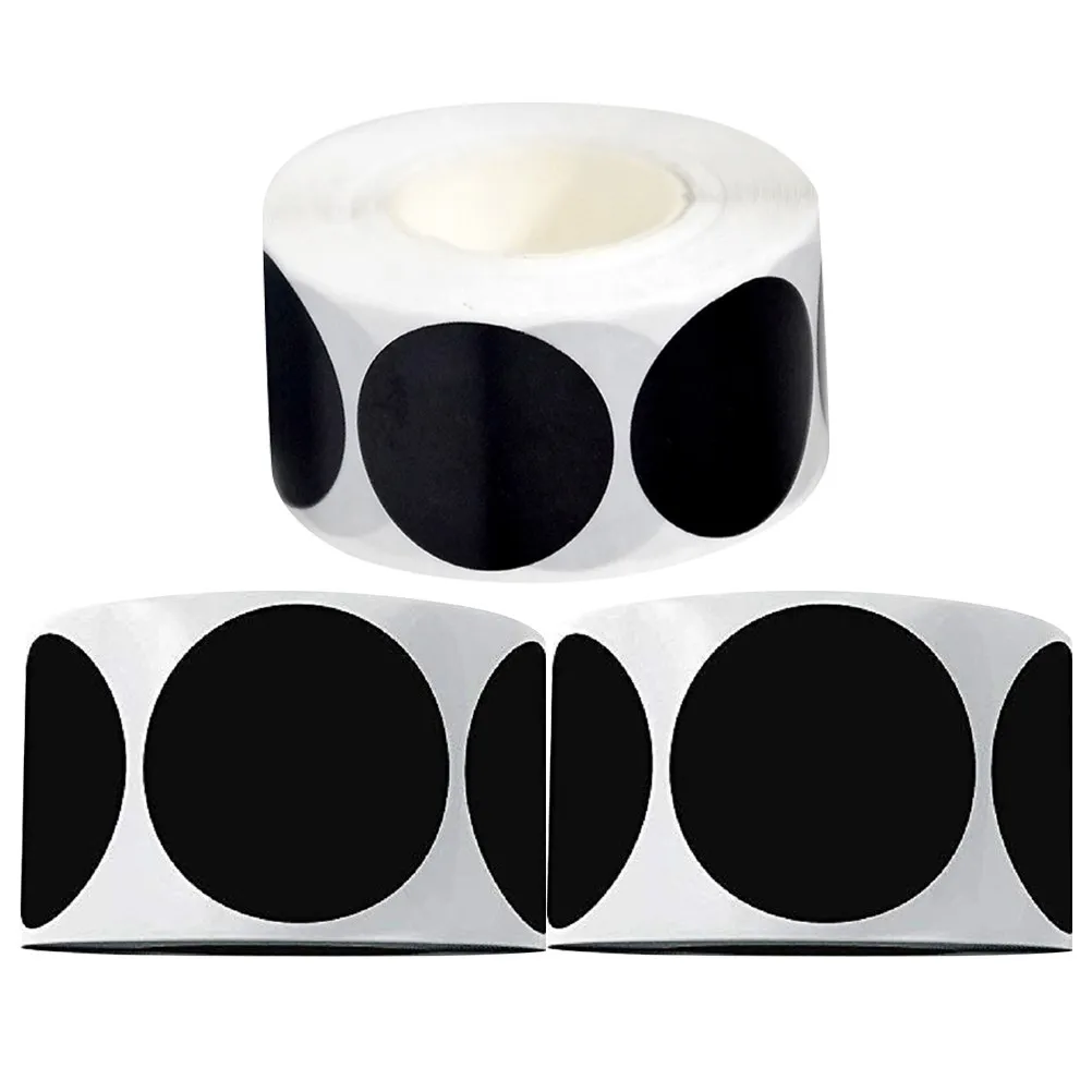 3 Rolls Spice Labels Round Stickers Reusable for Food Containers Black Chalk Board Jarlabels