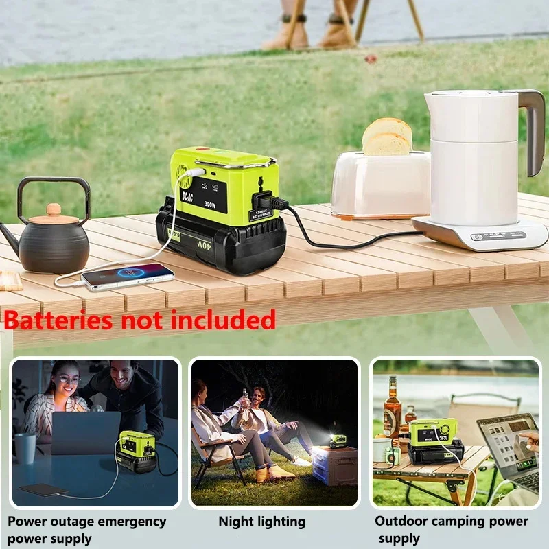 Für Ryobi 40V Batterie 300W Power Inverter Generator DIY Adapter Tragbare Stromquelle 40V DC zu AC 110V220V LED Arbeits Licht