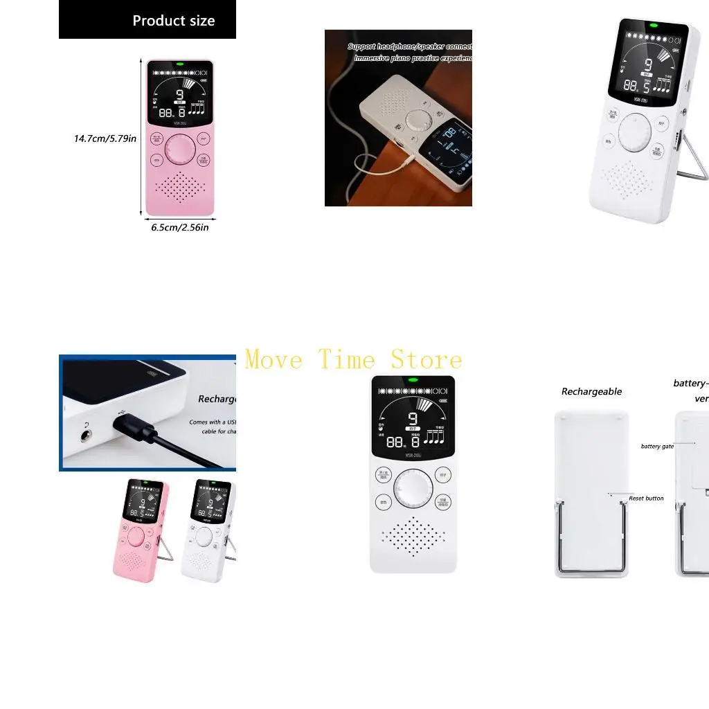 92ME Digital Metronome with Fold-Out Stand LED and External Power Support for Home Lesson Prep Drills