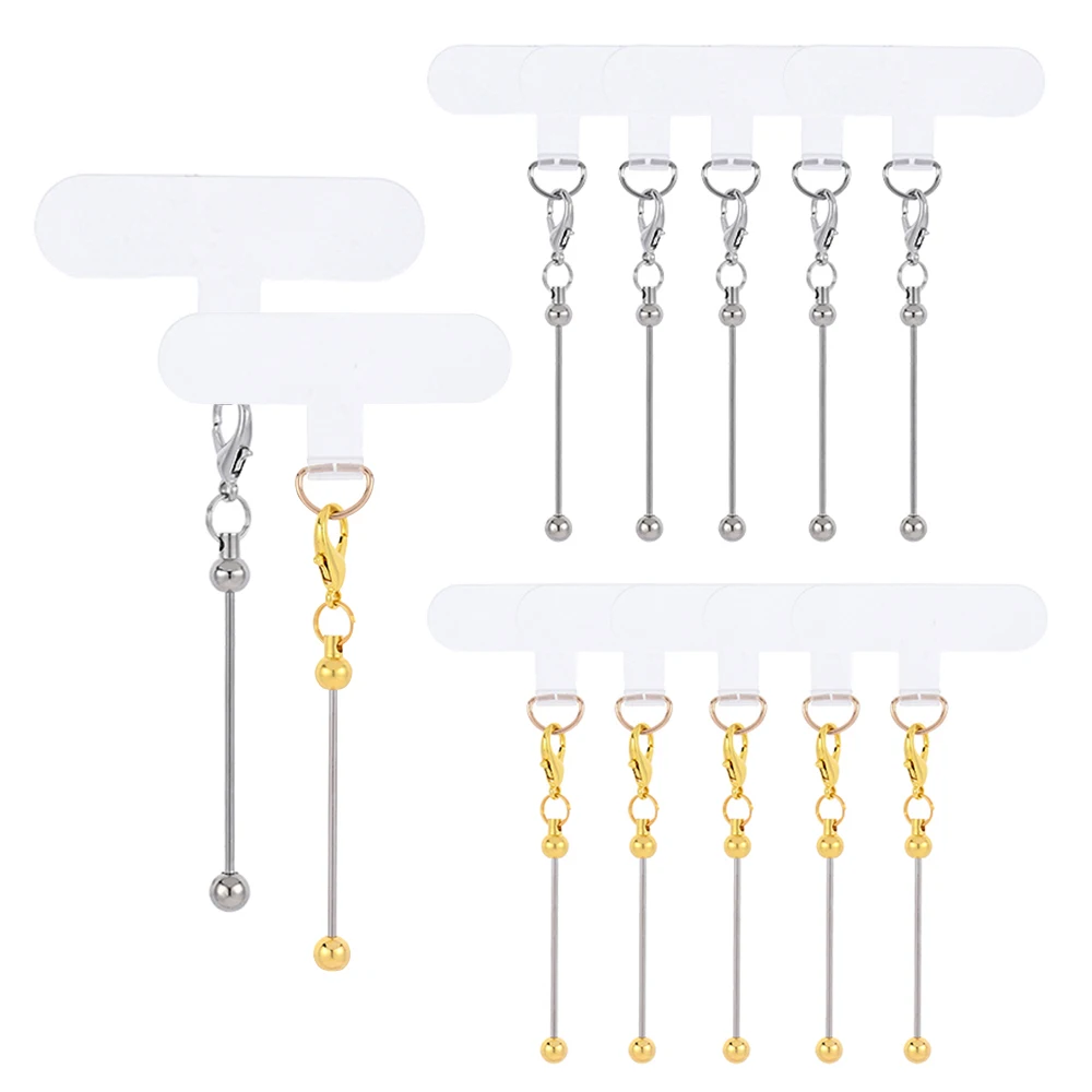 12 Stück DIY Perlen-Handyanhänger-Stäbe mit Befestigungslaschen, Metallrohlinge für Riemen, Schlüsselanhänger und Schmuckherstellung, Bastelzubehör – Detail 4