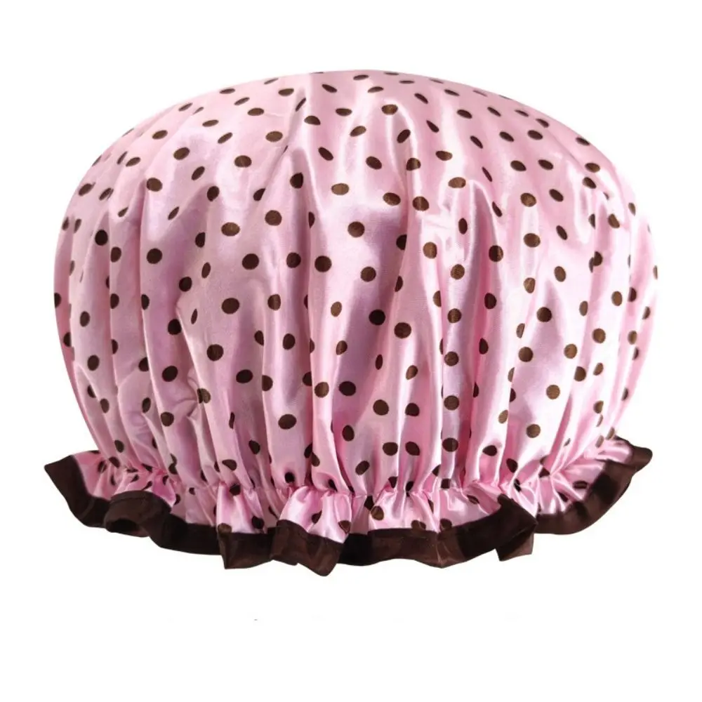 Reusable Waterproof Shower Cap Elastic Double Layered Bath Hat Breathable Shower Hair Cover