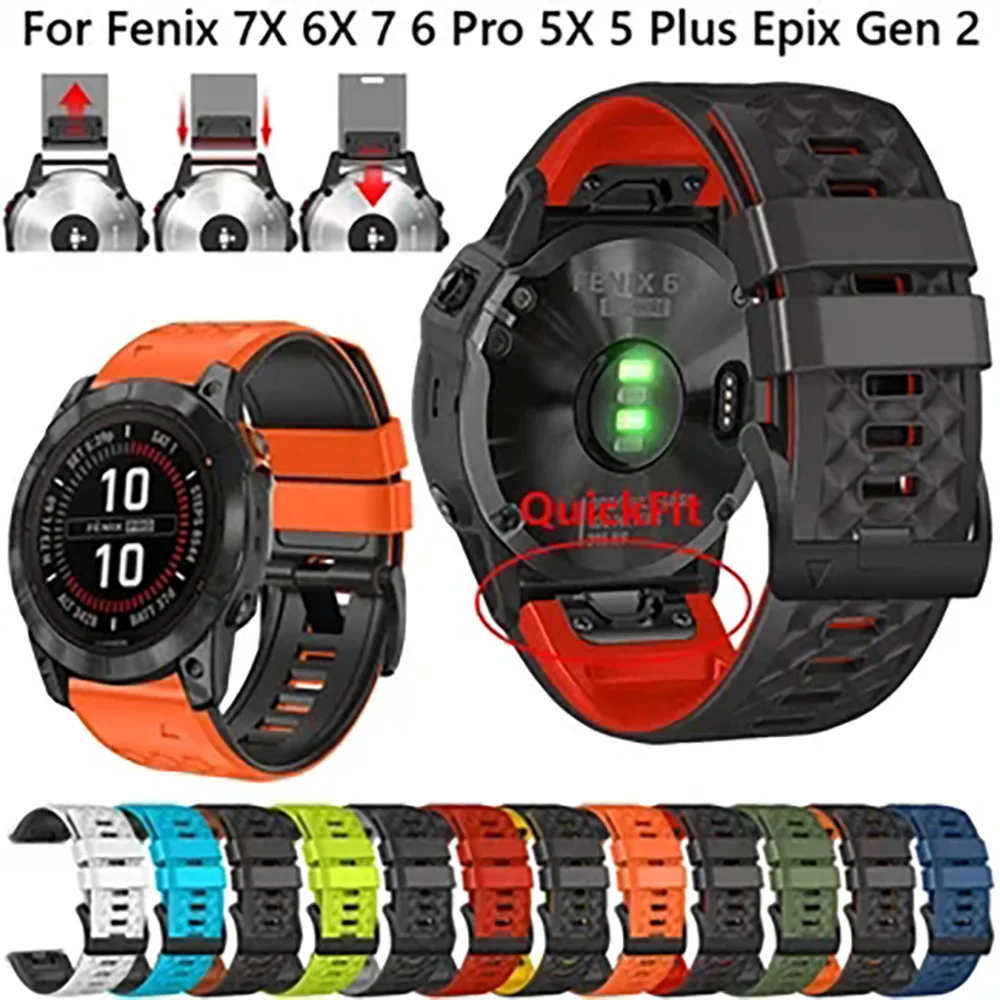 Silicone Watch Strap 26mm 22mm For Garmin Fenix 7X 7 6X 6 Pro 5X 5 3 3HR 955 Band Epix Gen 2 Tactix Bravo MK2 Bracelet Wristband