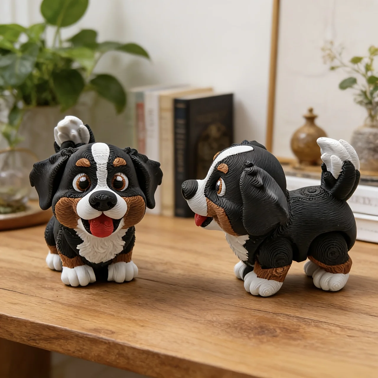 One-Piece 3D Printed Bernese Mountain Dog Cub Figurine, Decorative Gift, Creative Animal Model with Movable Joints, Home, Car, Cafe, Holiday Decoration Ornament