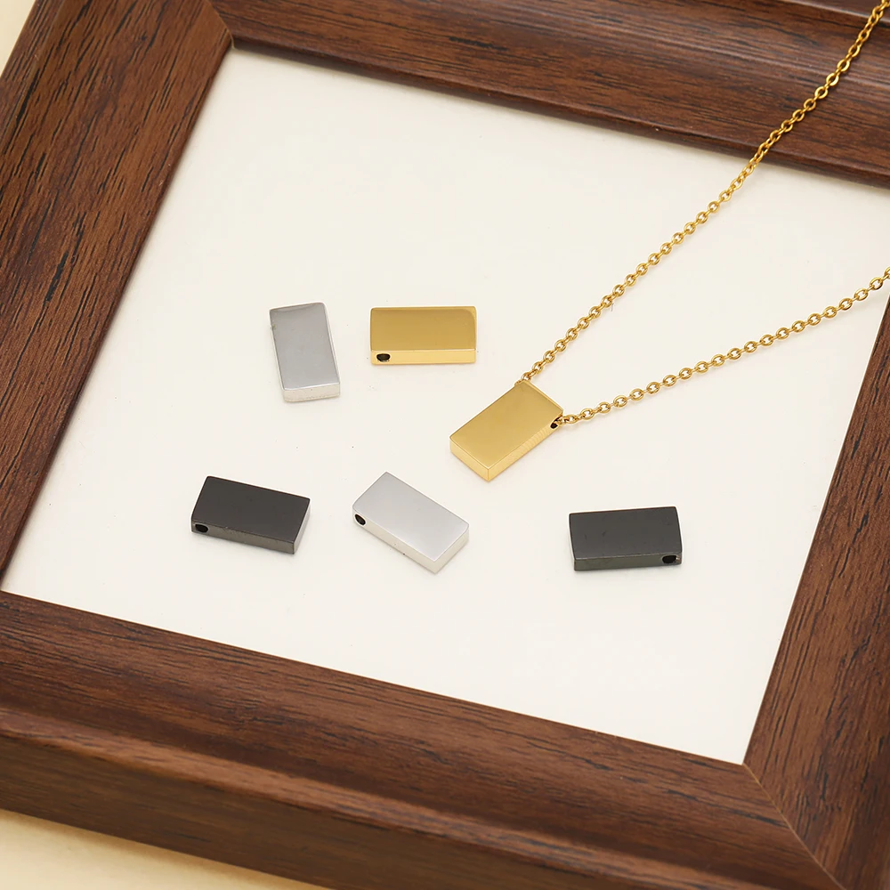 5 Stück Edelstahl-Spiegelglanz-Flachblock-Anhänger für DIY-Schmuckherstellung, Halsketten, Anhänger, Armbänder, Perlen, Ohrringe Zubehör – Detail 4
