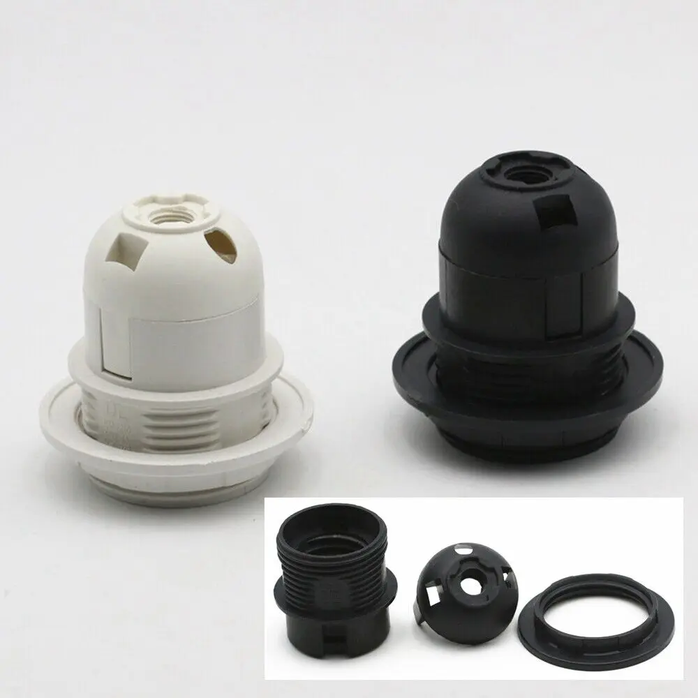 

1Pc 250V 4A E27 Light Bulb Base Plastic Edison Screw Lamp Holder Pendant Socket Lampshade Ring for E27 Lamp Bulb White Black