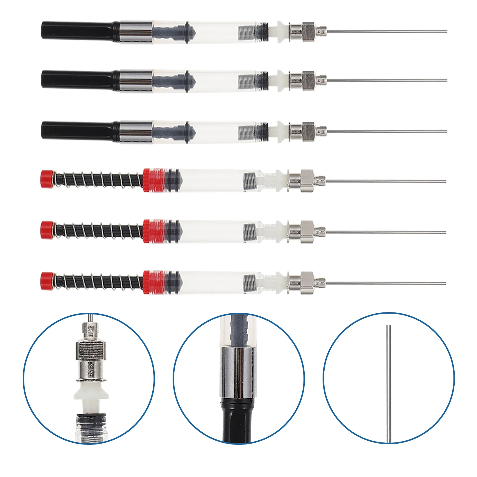 

6 Pcs Fountain Pen Converter Ink Refiller for Assistant Absorber Black and Red Accessories Absorbers Stainless Steel