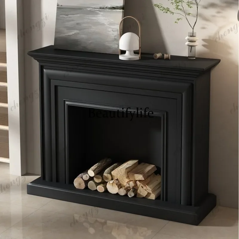 A139 Modern simple living room fireplace decorative cabinet Italian minimalist fireplace rack wall storage cabinet