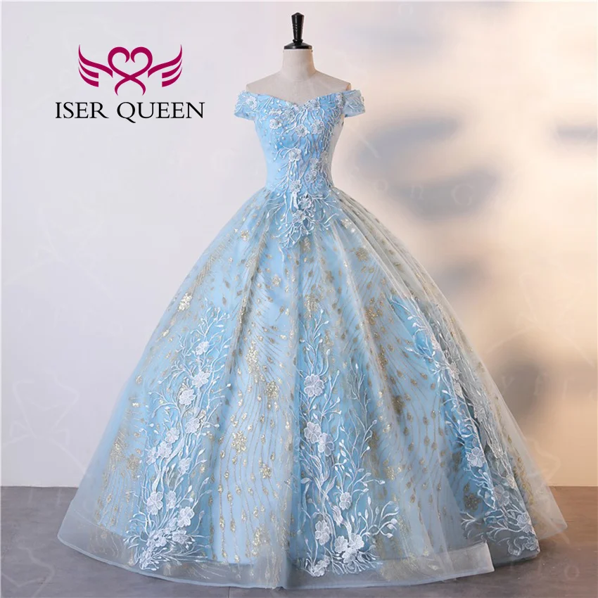 

Customized Colorful Adult Ceremony Princess Party Dress Lace Embroidery Sparkling Glitter Ball Gown Evening Dress Foraml WX0404