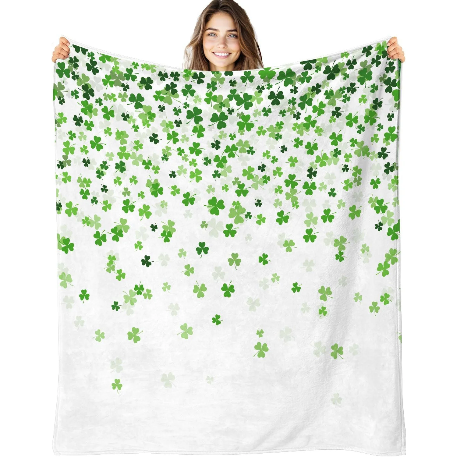 St Patricks Day Throw Blanket, St Patrick's Day Blanket Irish Blanket Green Clover Shamrocks Throw Blanket Spring Holiday Blanke
