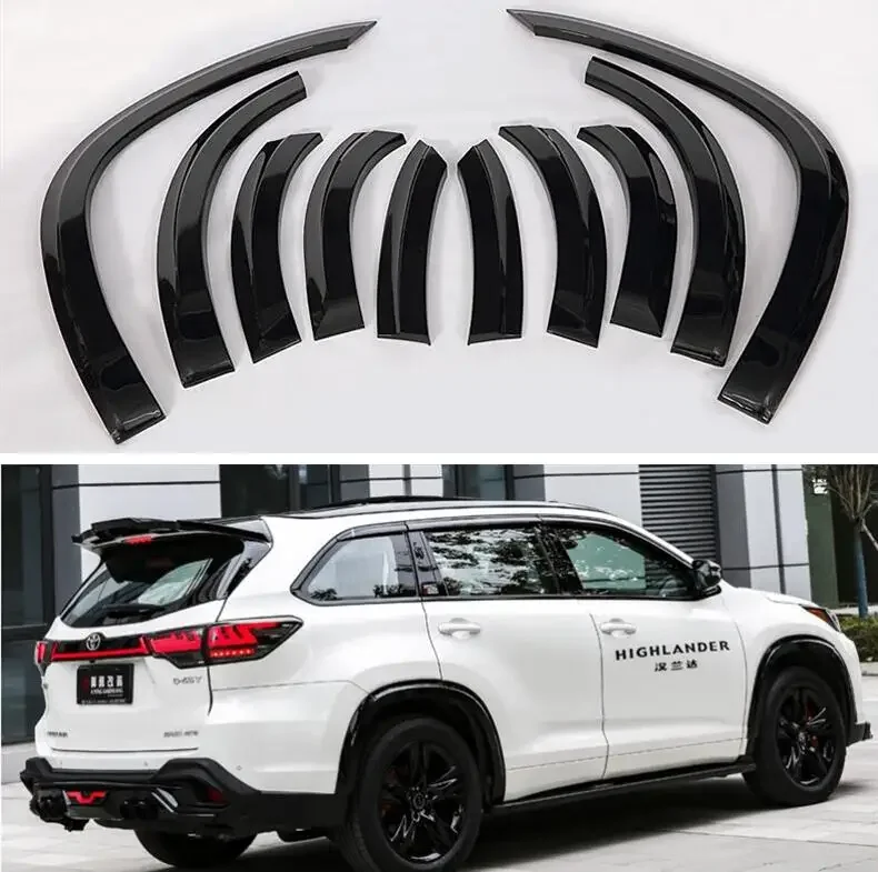 10PCS For Toyota Highlander 2015 2016 2017 2018 2019 2020 Wheel Eyebrow Round Arc Fender Flares Body Kit Cover