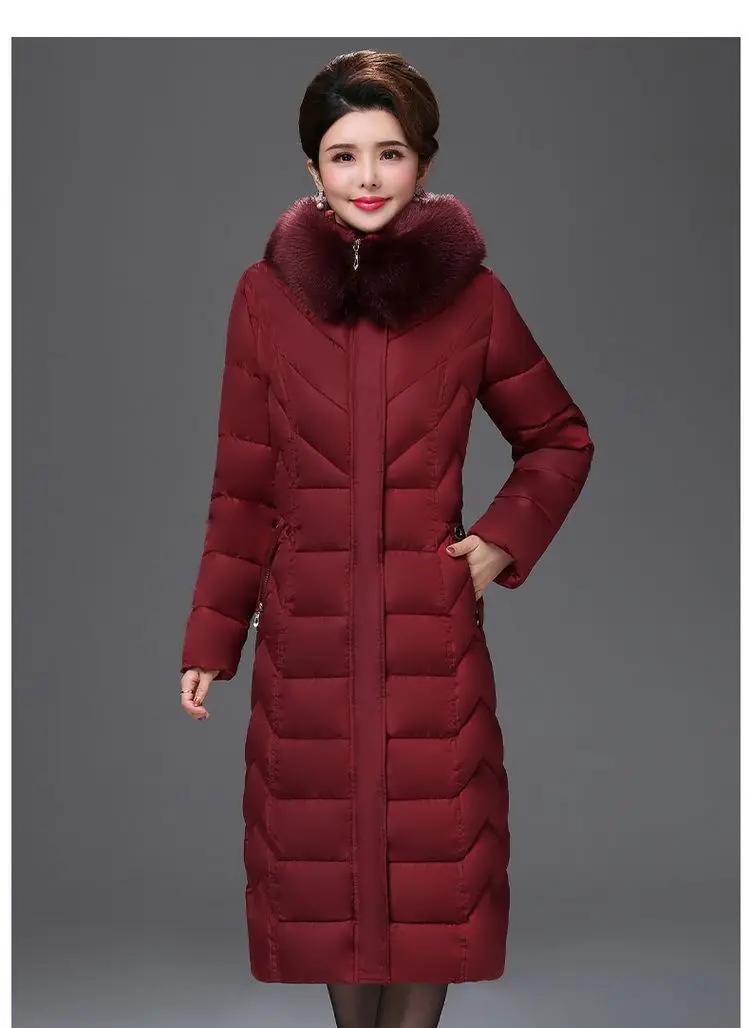 Middle Aged Mother Down Cotton Jacket 6XL Winter Oversized Thick Hooded Coat Windproof Rainproof Female Warm Long Parka Overcoat