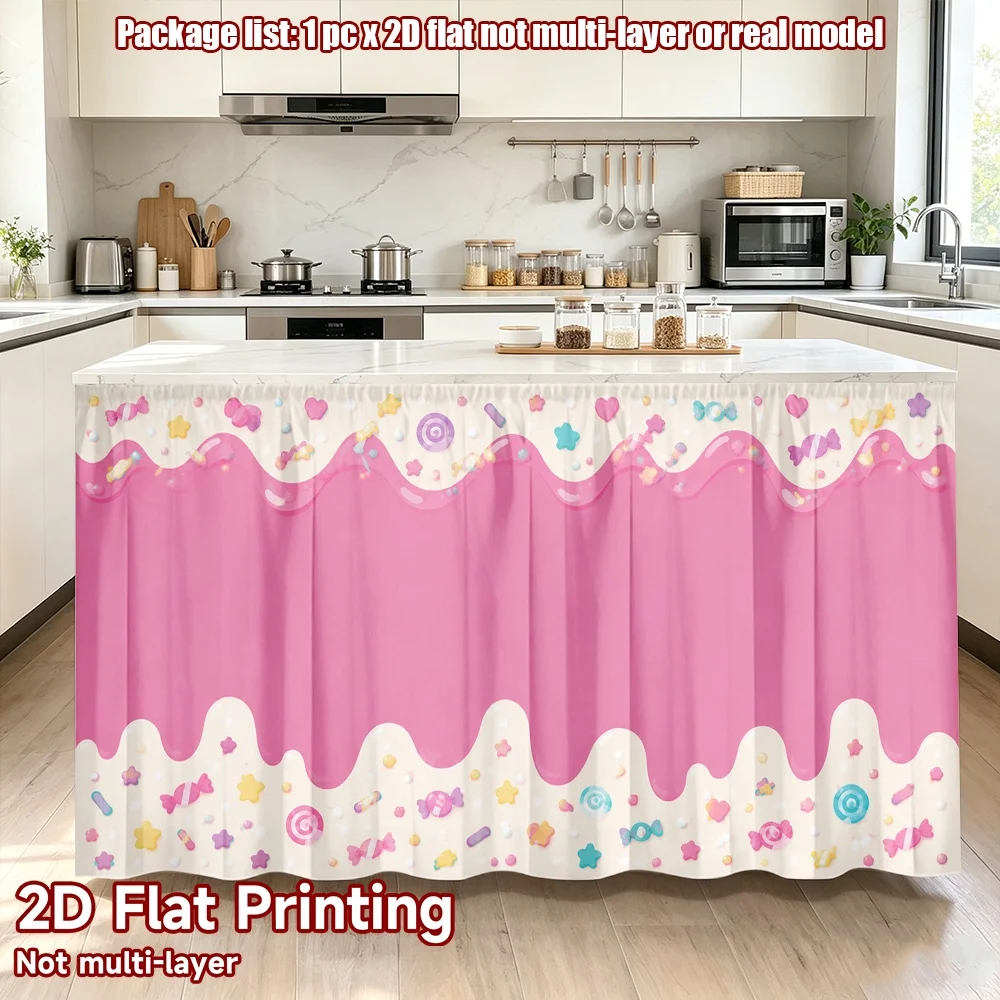 2D flat 1pc Modern minimalist shelf curtains Birthday Cake Drizzle Digital printing Minimalist partition curtains, cabinet