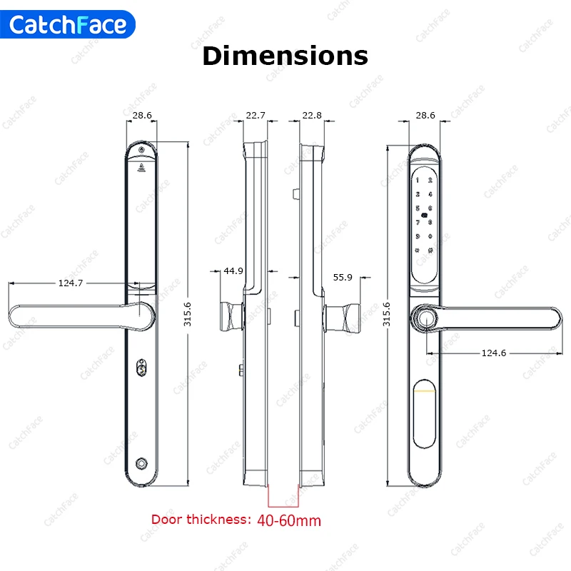 Waterproof TTLock Outdoor Gate Fingerprint Bluetooth APP RFID Code Keyless Electronic Smart Door Lock for Glass Aluminum Sliding